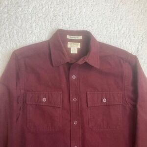 Vintage L.L. Bean men's burgundy chamois cloth shirt cotton preppy pockets‎ M